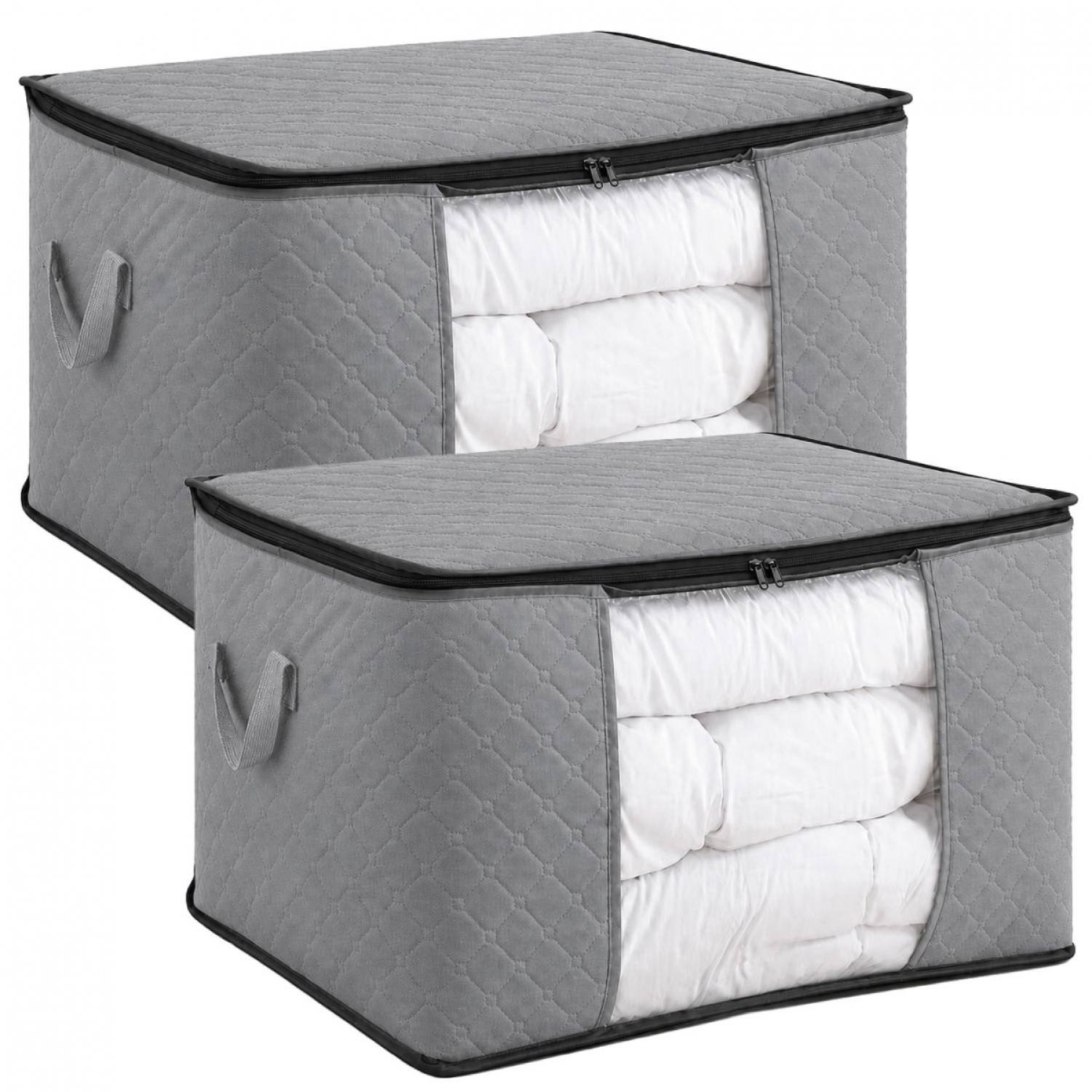 Lot de 2 sacs de rangement pliable pour vêtements, linge de maison avec poignées, VIVEZEN