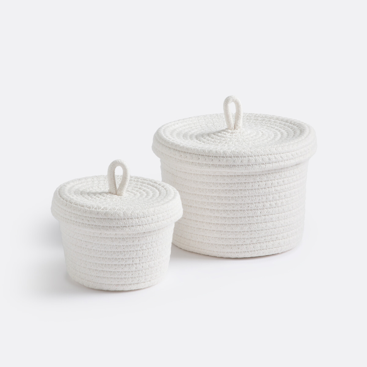 Lot de 2 paniers en coton avec couvercle, diamètre 14 et 19 cm, KESIA, LA REDOUTE INTERIEURS