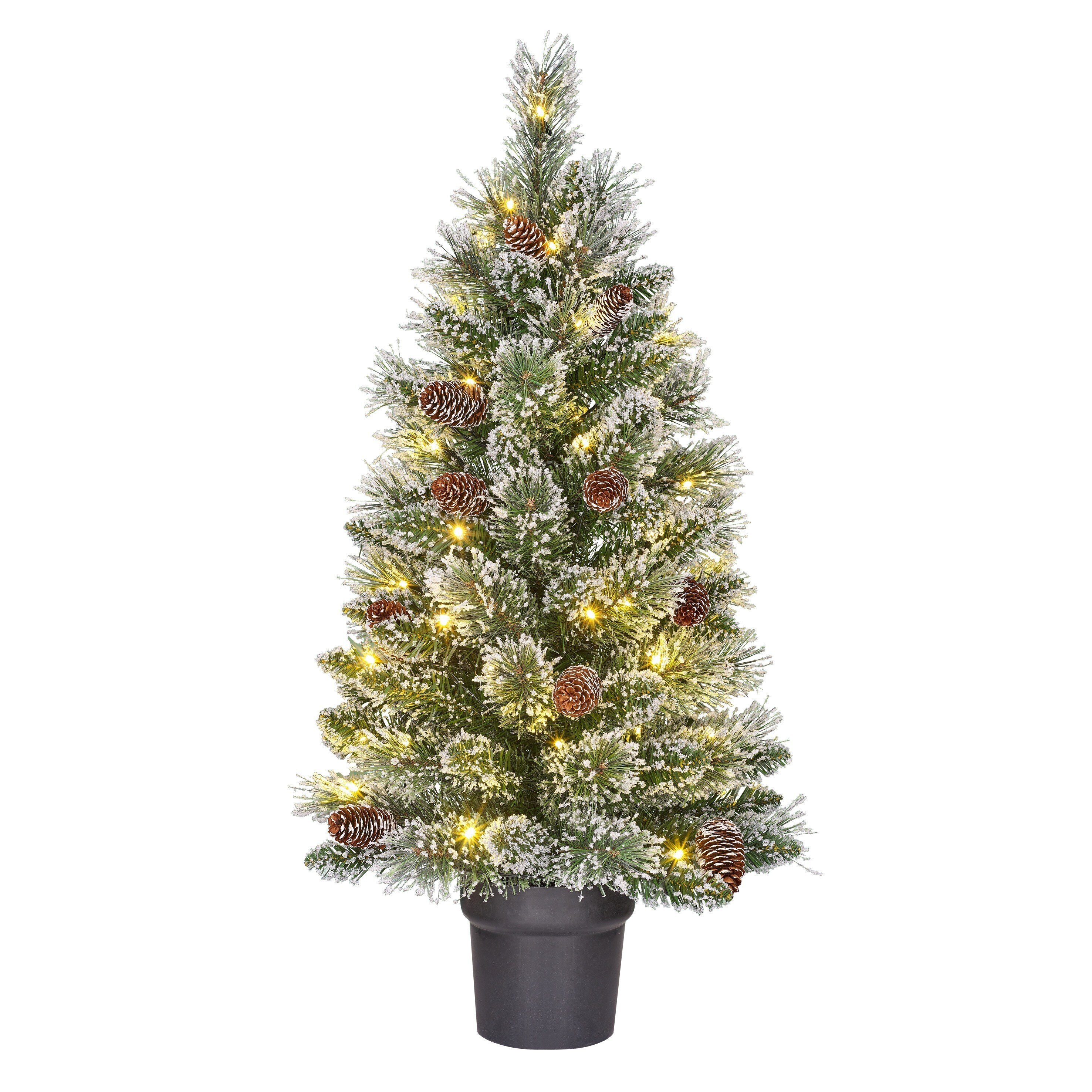Sapin de Noël artificiel enneigé avec LED H90 cm VANDANS, BLACK BOX TREES