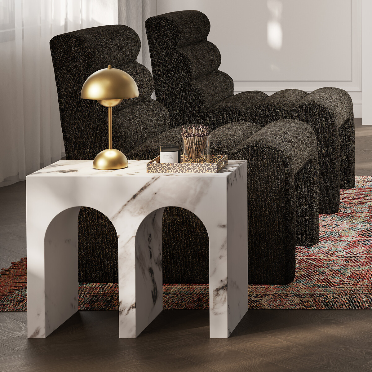Cecilia Calacatta Large Faux Marble Side Table, ÉDITÉ