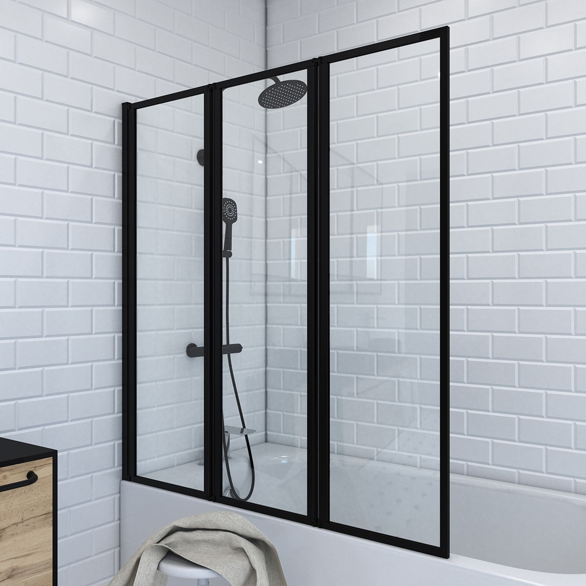 Pare baignoire à 3 volets pivotants, HOME MAISON
