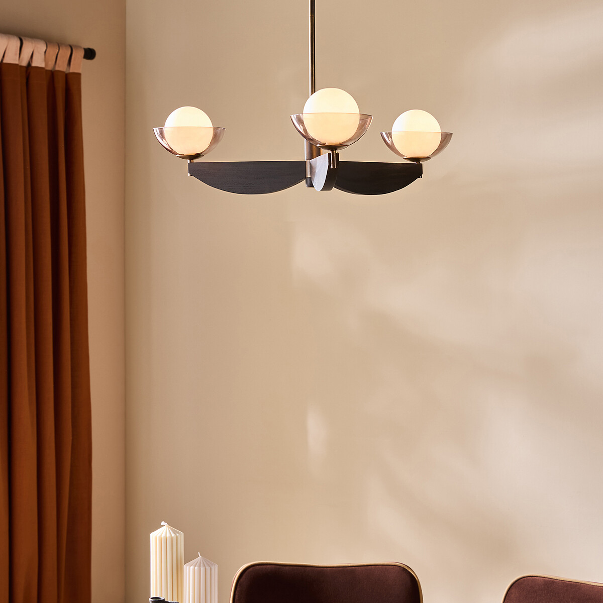 MADE.COM Layla 3-Light Opal Globe Pendant Light, MADE