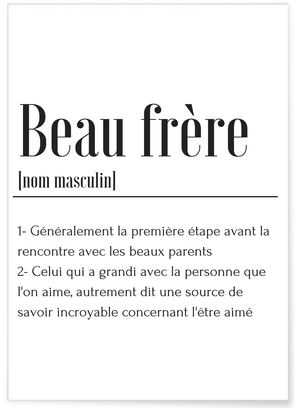 Affiche Définition Beau Frère, L'AFFICHERIE