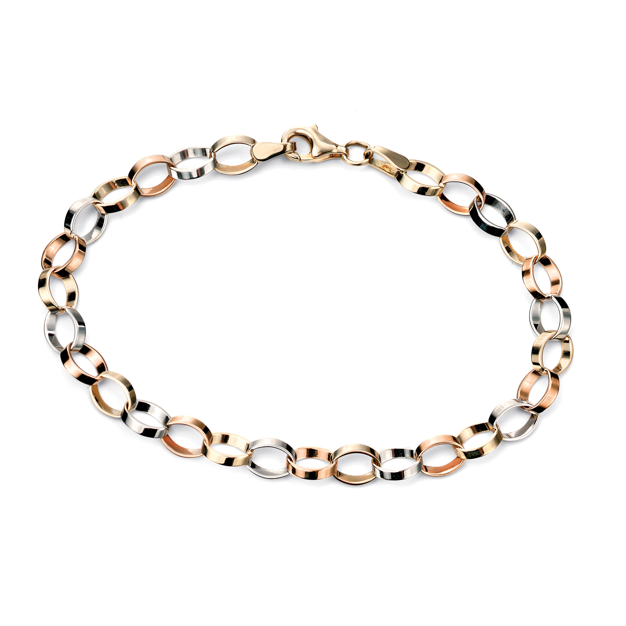 9ct three colour gold kiss link bracelet BL00121  City of London Jewellers
