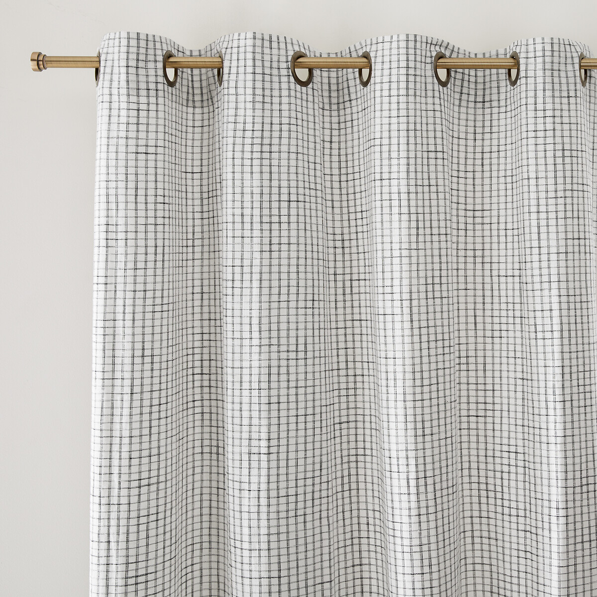 Acha Cotton Curtain with Check Pattern and Eyelets, LA REDOUTE INTERIEURS