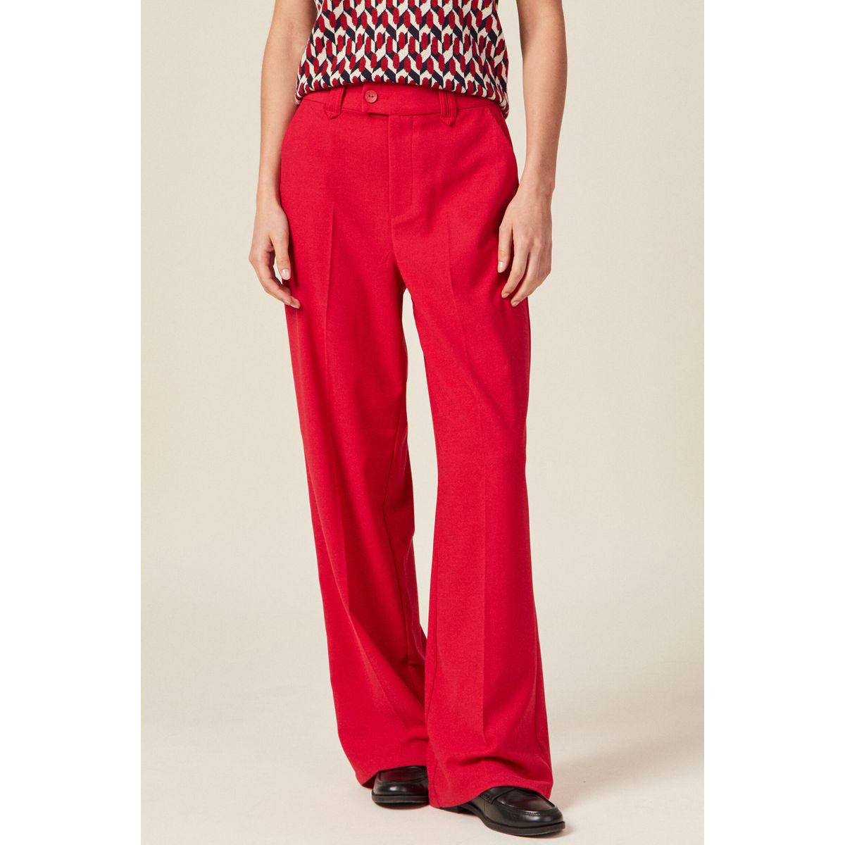 Pantalon rouge large discount femme