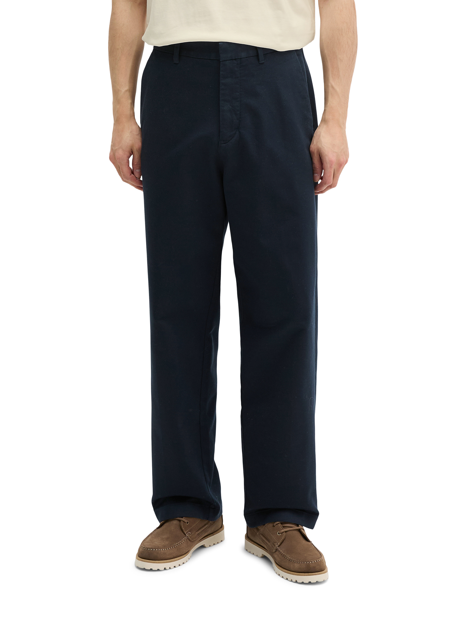Chino modèle Mossbo large en satin de coton bio élastique, MARC O'POLO