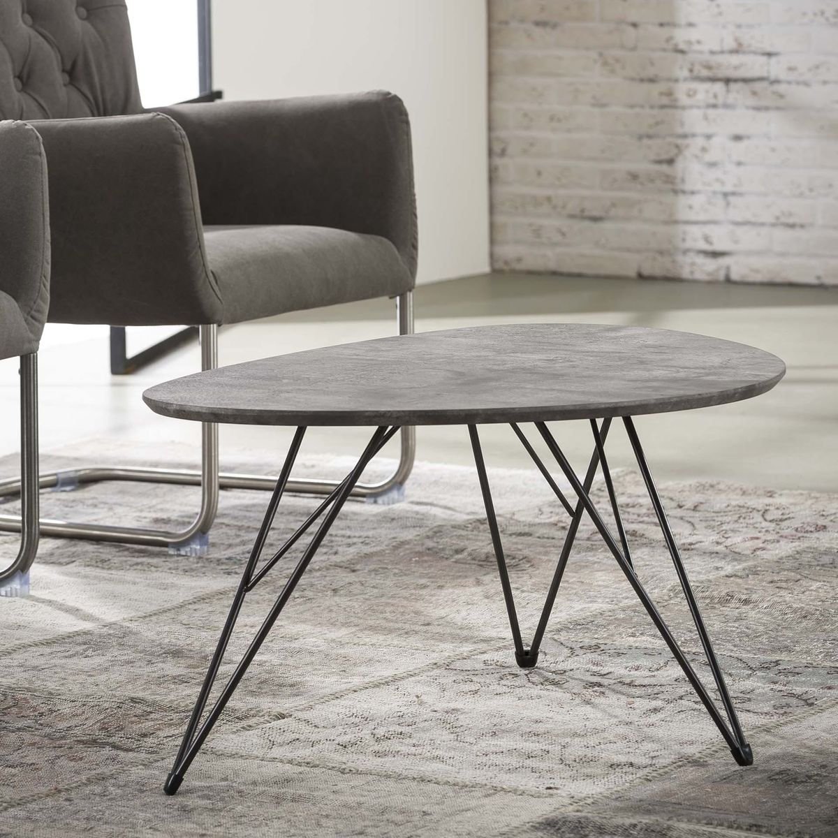 Table de commande table Table basse sofatisch Table basse métal verre gris-argent 46 cm 