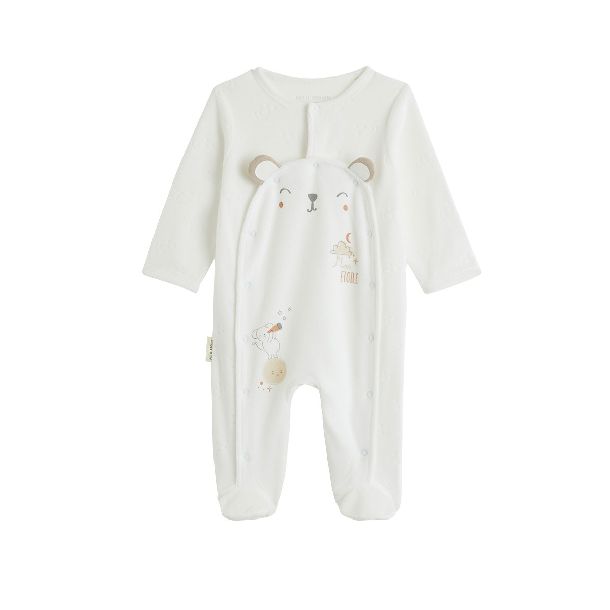 Pyjama bébé en velours ouverture pont Eliah, PETIT BEGUIN