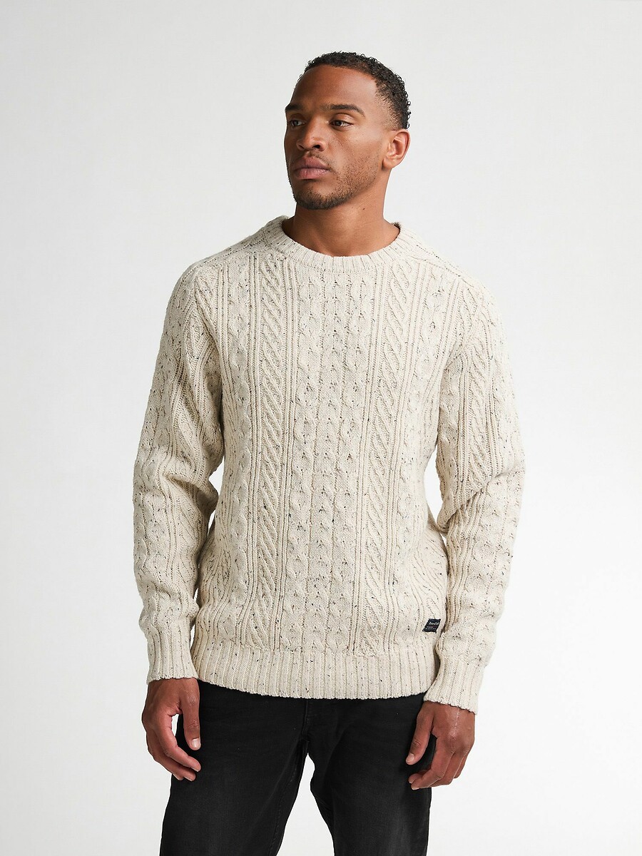 Cable Knit Jumper with Crew Neck, PETROL INDUSTRIES
