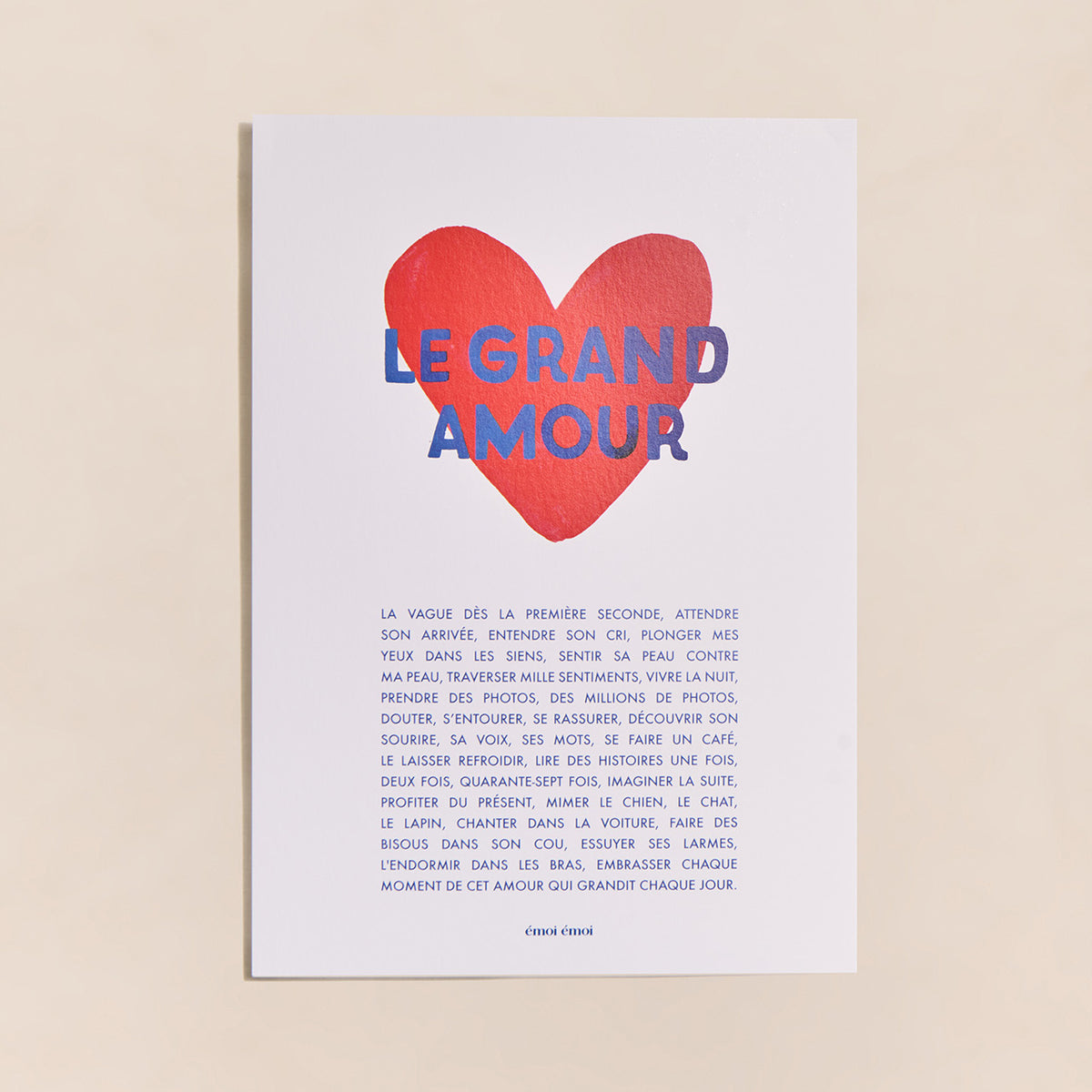 Affiche Le grand amour, DÉCLA, EMOI EMOI