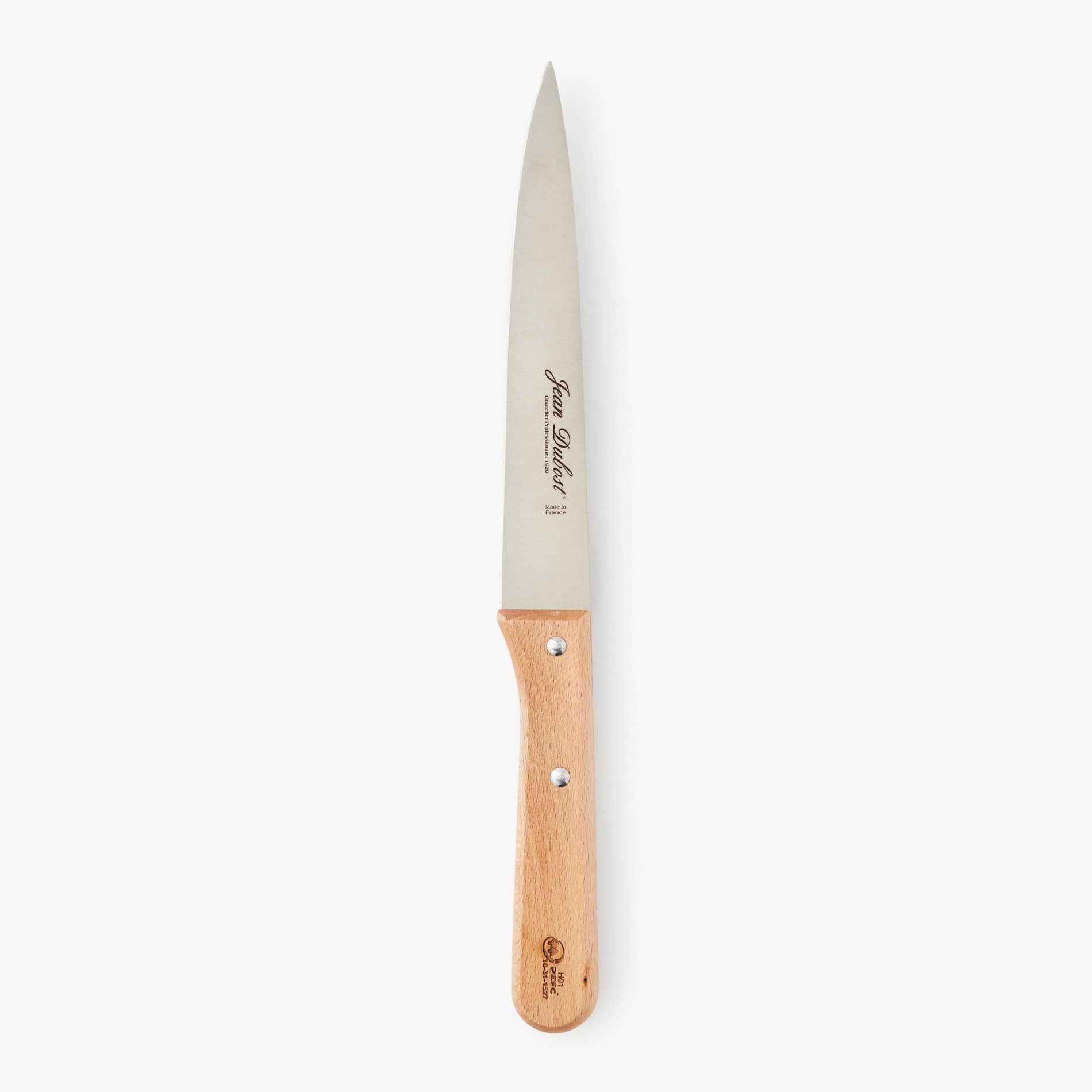 Couteau de cuisine, lame 17cm, manche en bois de hêtre, MONOPRIX