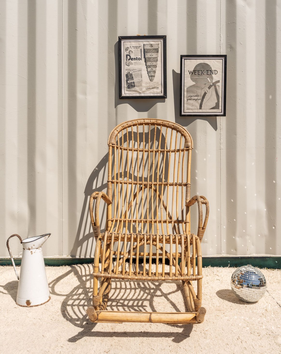Rocking-chair en rotin Alibert N°95 - Bon état, DEBONGOUT