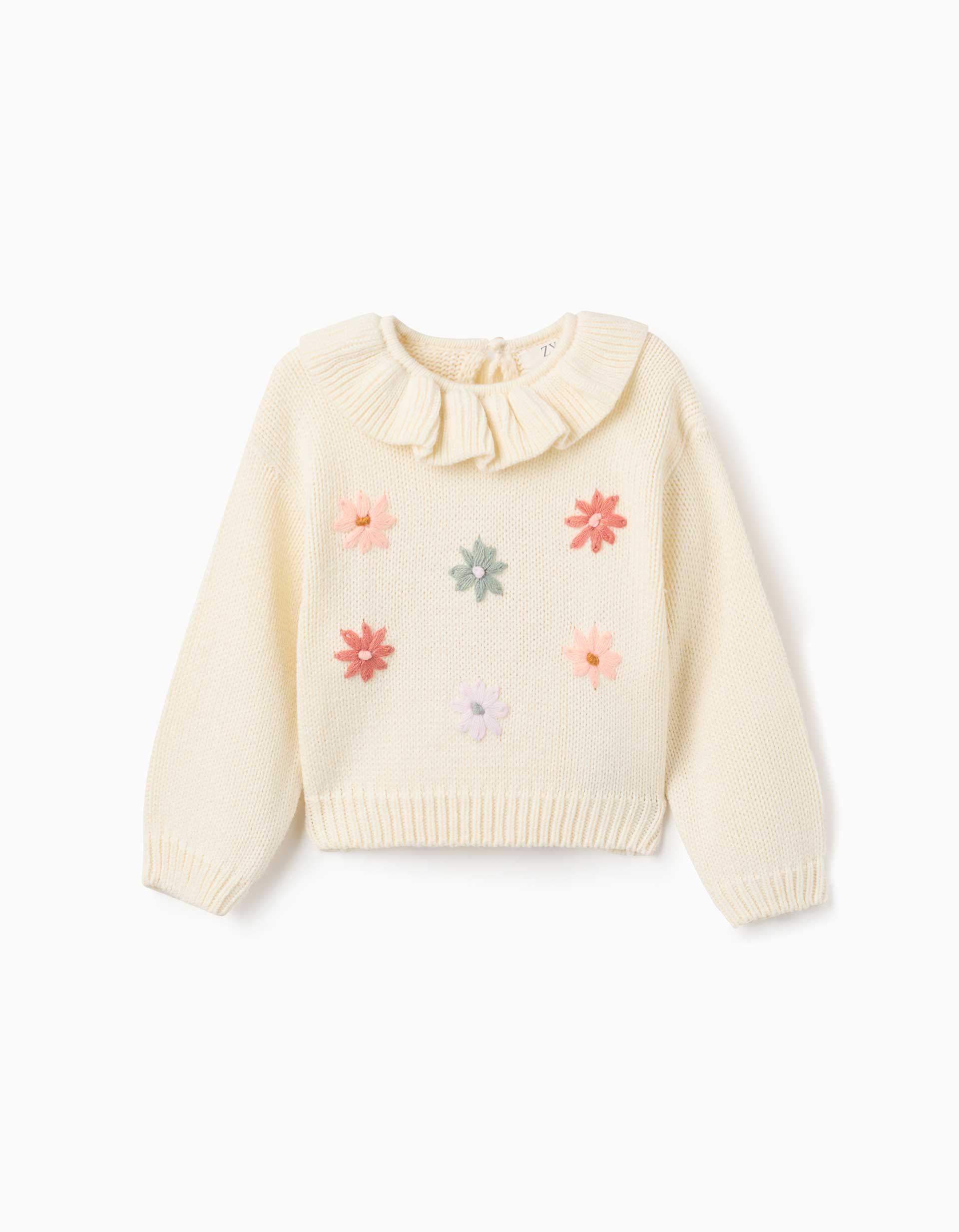 Pull en maille épaisse avec fleurs brodées, ZIPPY