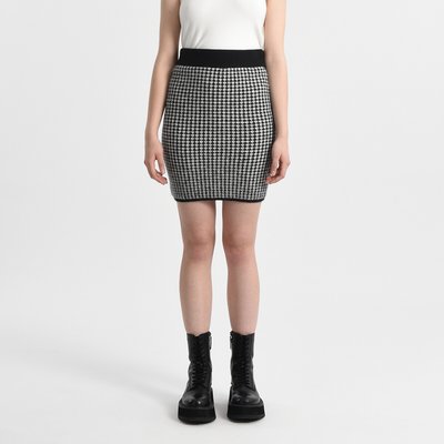 Checked Straight Mini Skirt with Elasticated Waist LILI SIDONIO