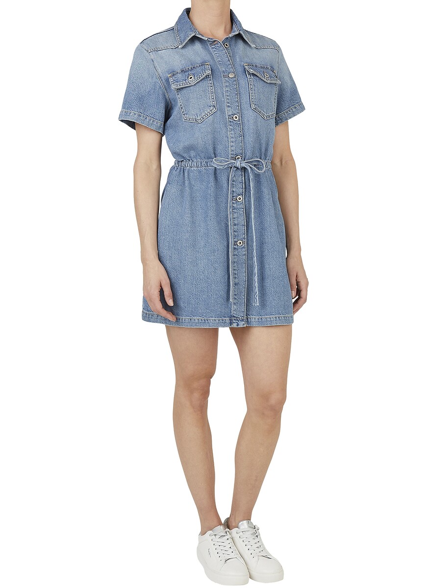 Denim Short Sleeve Dress, PEPE JEANS