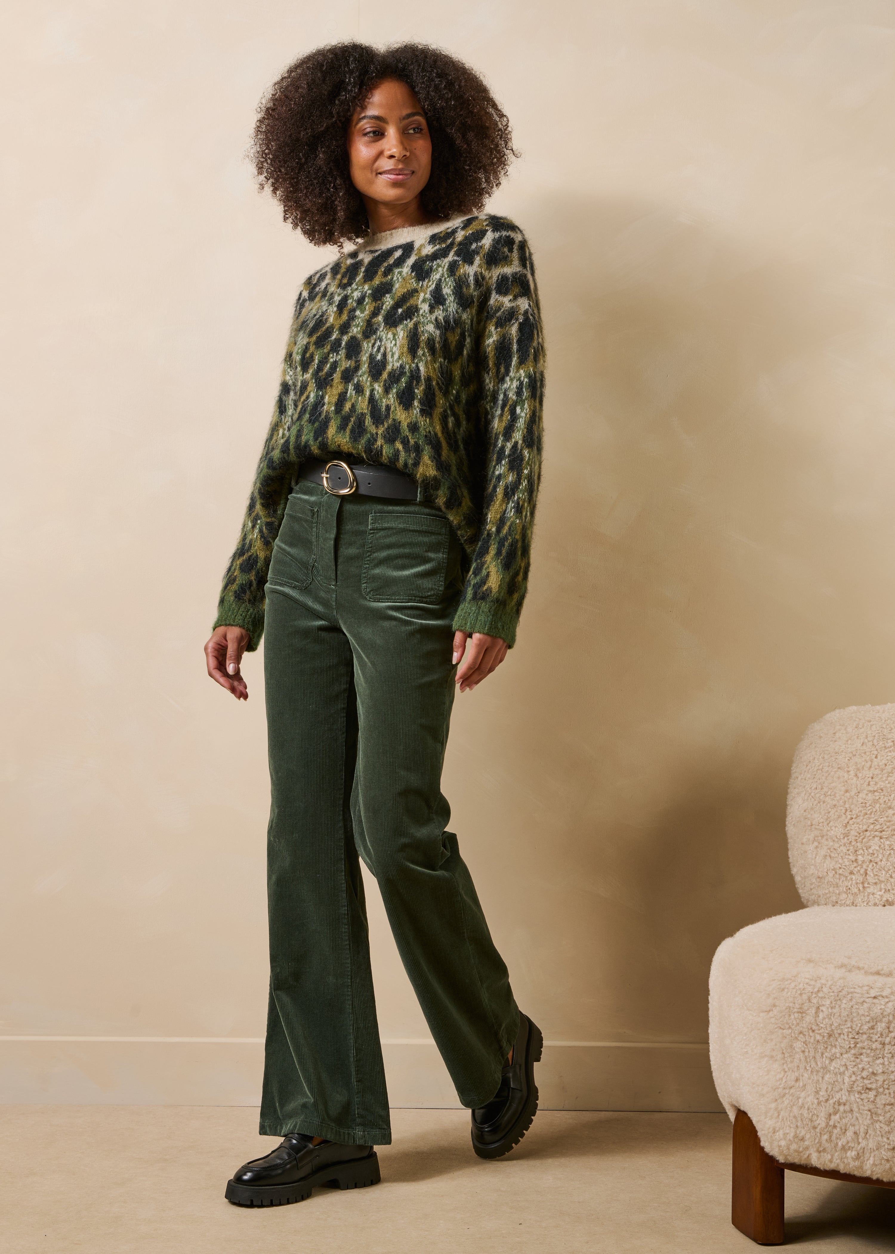 Pantalon flare en velours côtelé, LA FEE MARABOUTEE