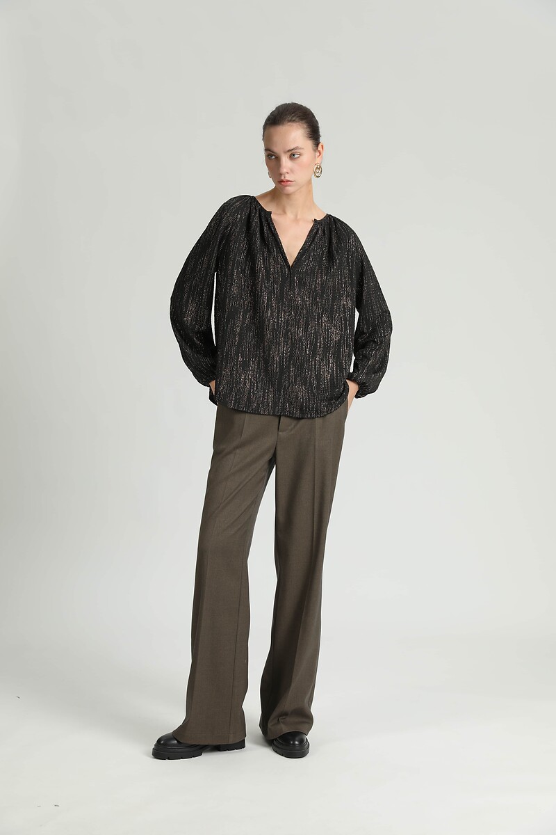 Blouse à fils métallisés, col V, SEE U SOON