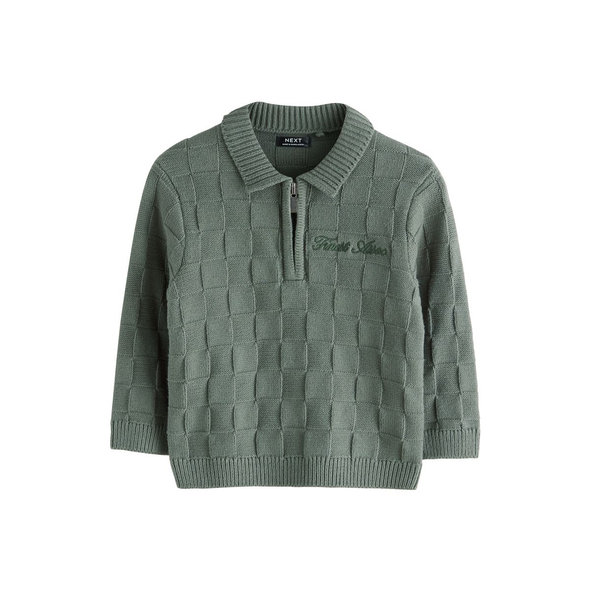 Polo en maille texturée à col zippé, NEXT