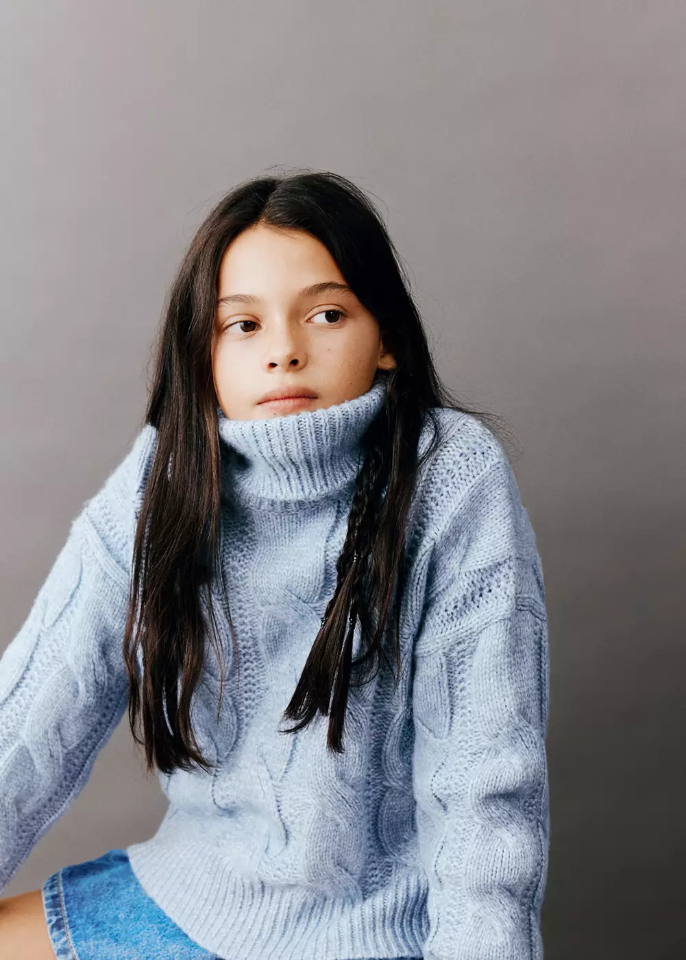 Pull-over maille torsadée col montant, MANGO KIDS