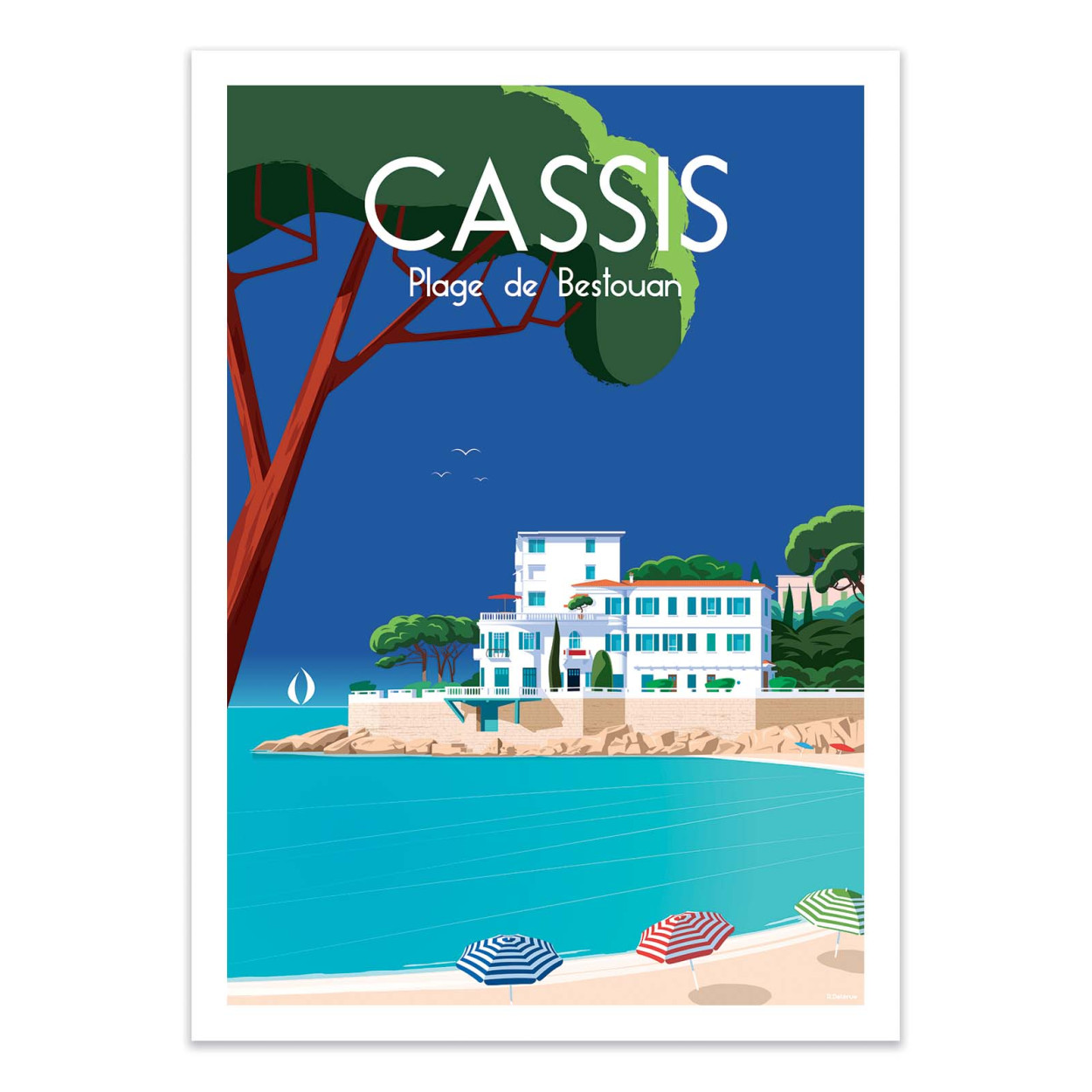 Affiche d'art - Cassis Plage de Bestouan - Raphael Delerue, WALL EDITIONS