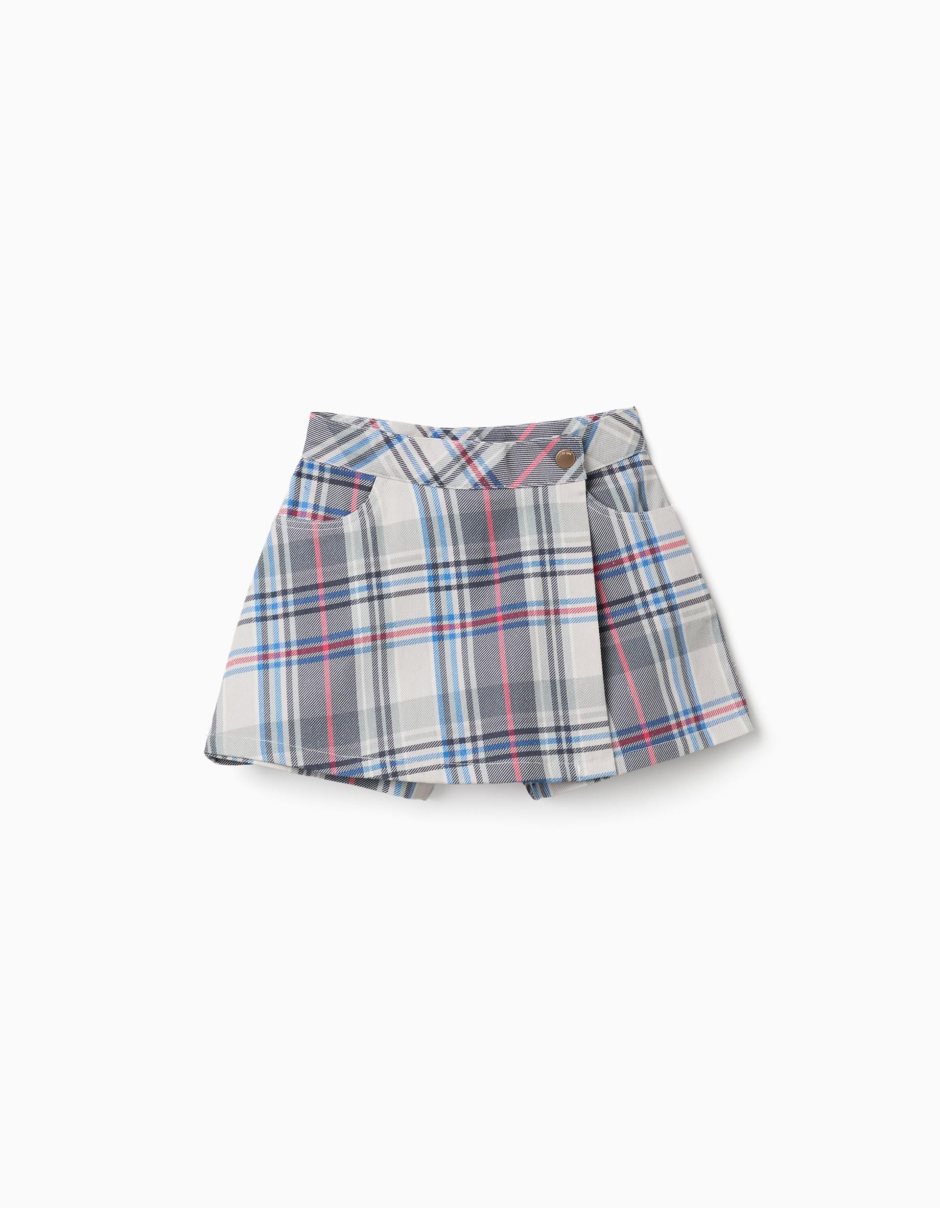 Jupe-short en sergé de coton à carreaux, ZIPPY