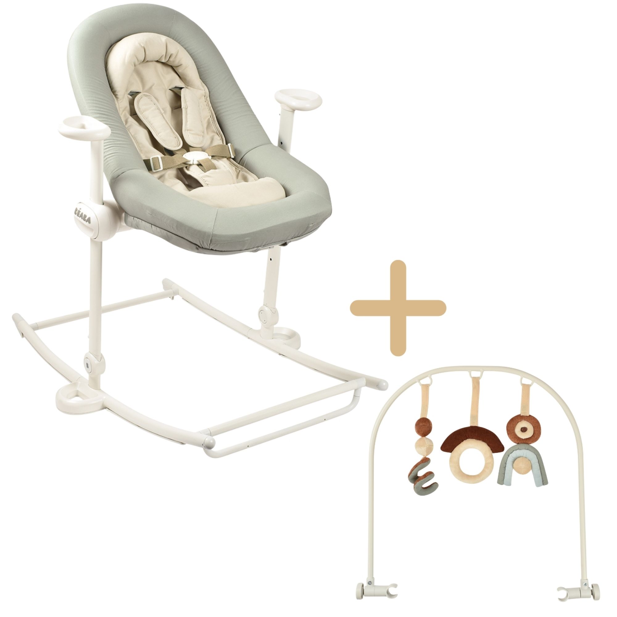 Transat bébé Up & Down Plus Lichen + arche de jeux, BEABA