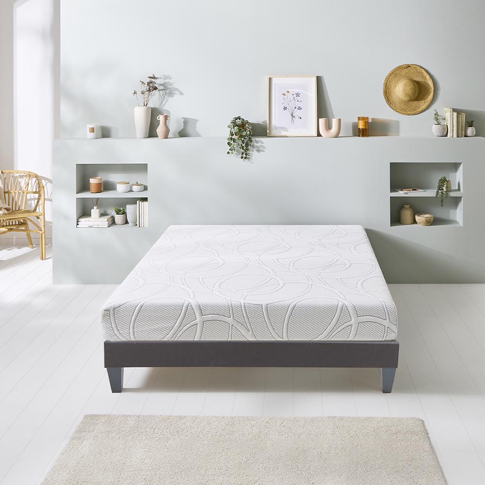 Matelas Eupraxie - Mémoire de forme + gel - 7 zones de confort - Fabriqué en France - 21 cm d'épaisseur, OLYMPE LITERIE