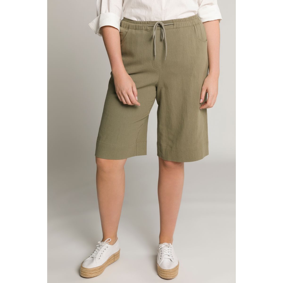 Bermuda lin outlet femme