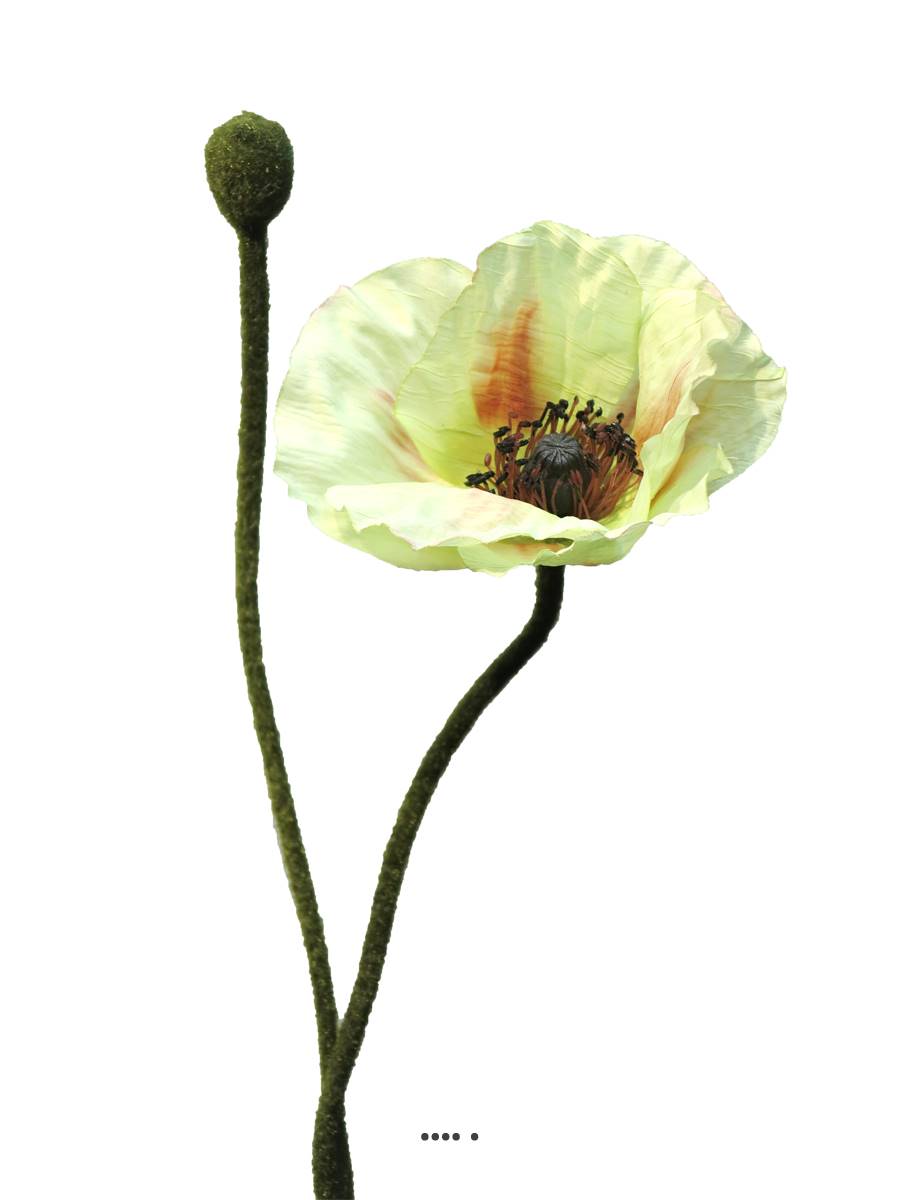 Pavot factice H60cm 1 fleur & 1 bouton Super, ARTIFICIELLES