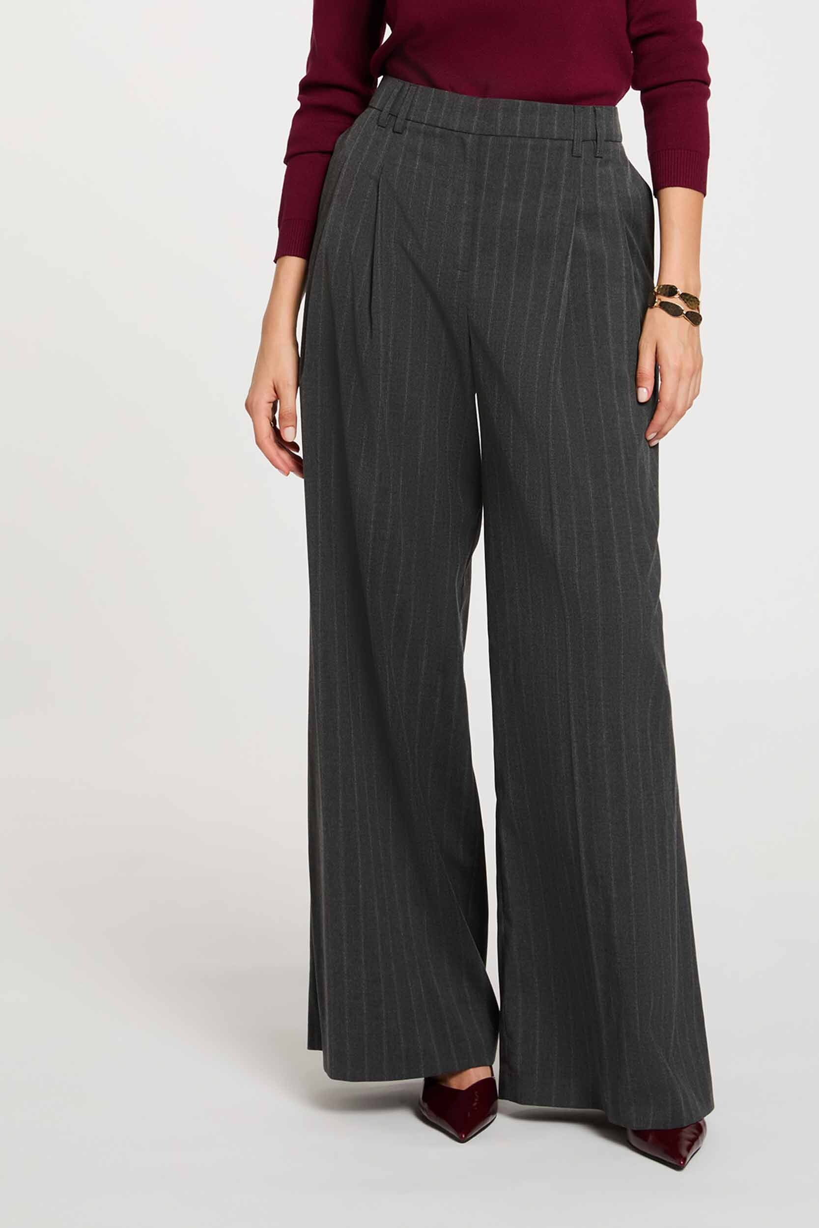 Pantalon large taille haute, MORGAN
