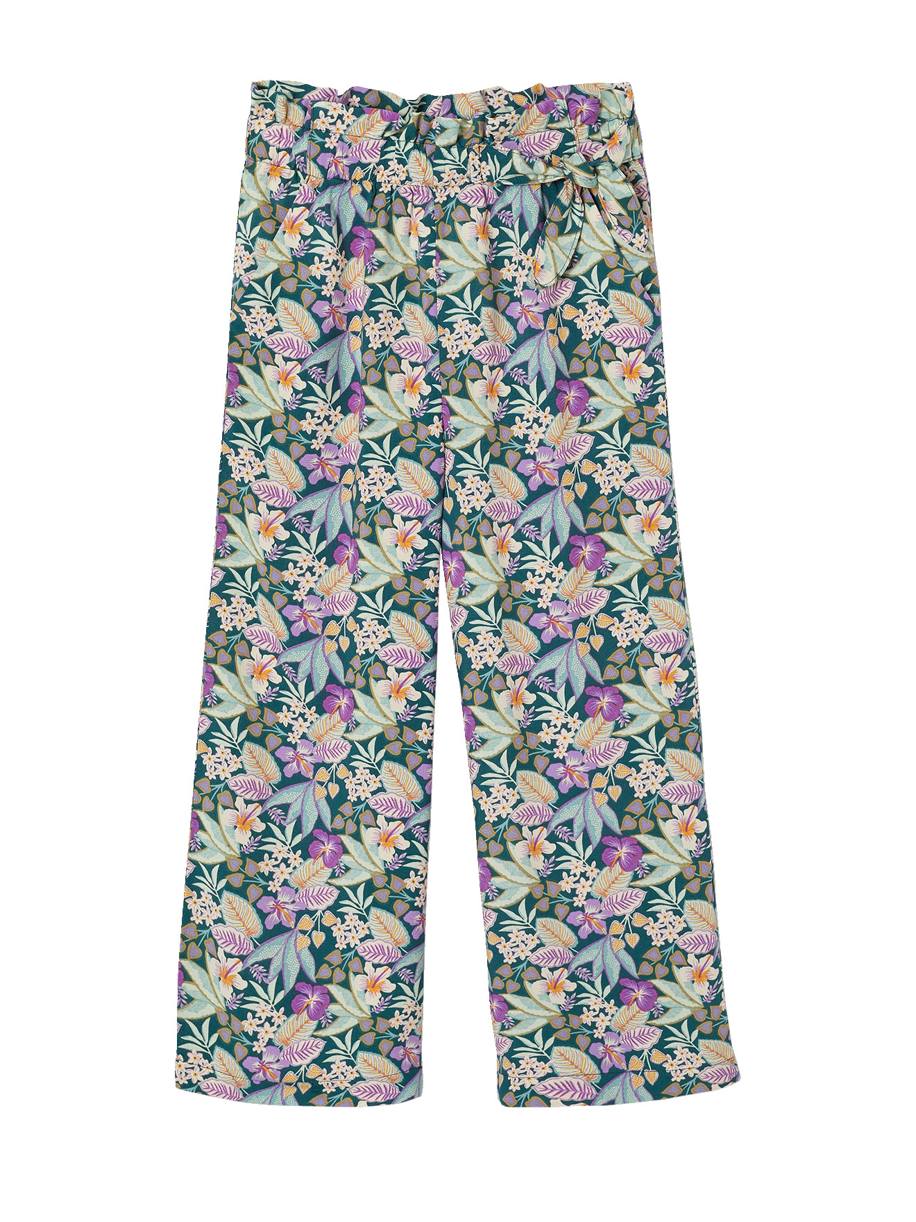 Pantalon large motifs fleurs, VERTBAUDET