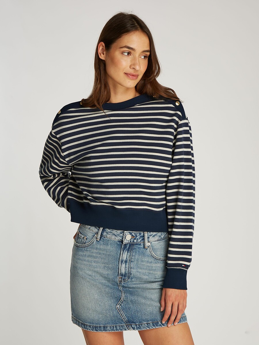 Felpa righe scollo rotondo, TOMMY HILFIGER