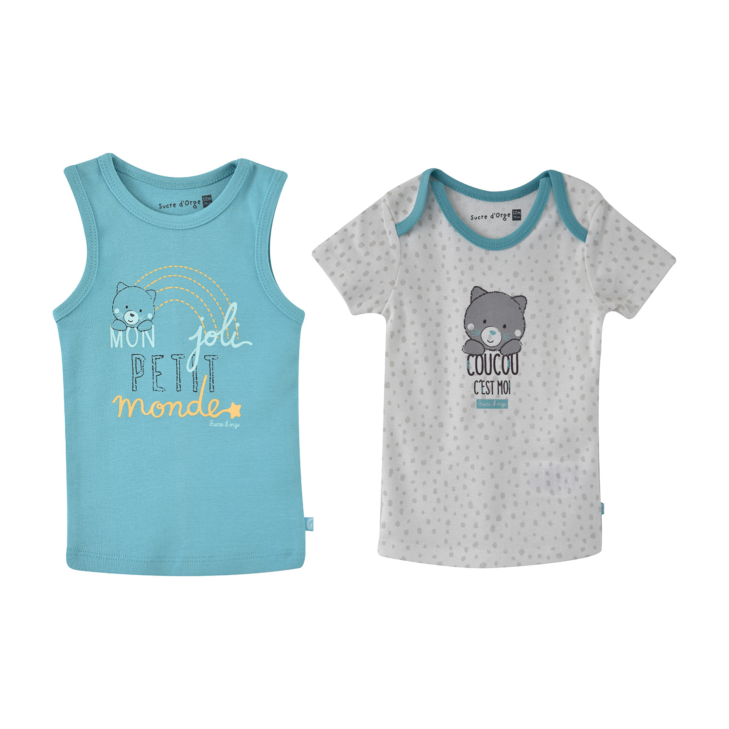 Lot de 2 maillots de corps garcon elimane, SUCRE D'ORGE