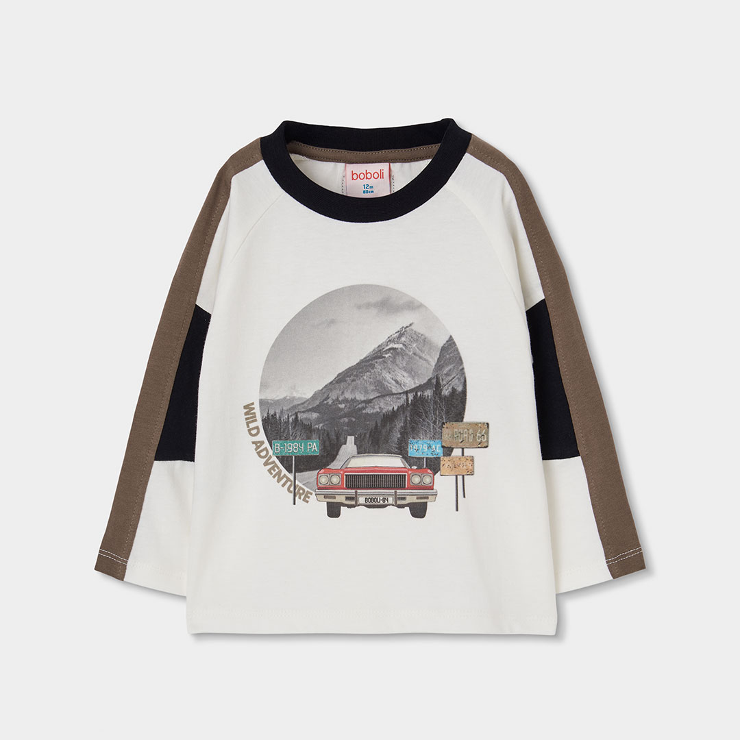 T-shirt garçon maille imprimé voiture aventure, BOBOLI