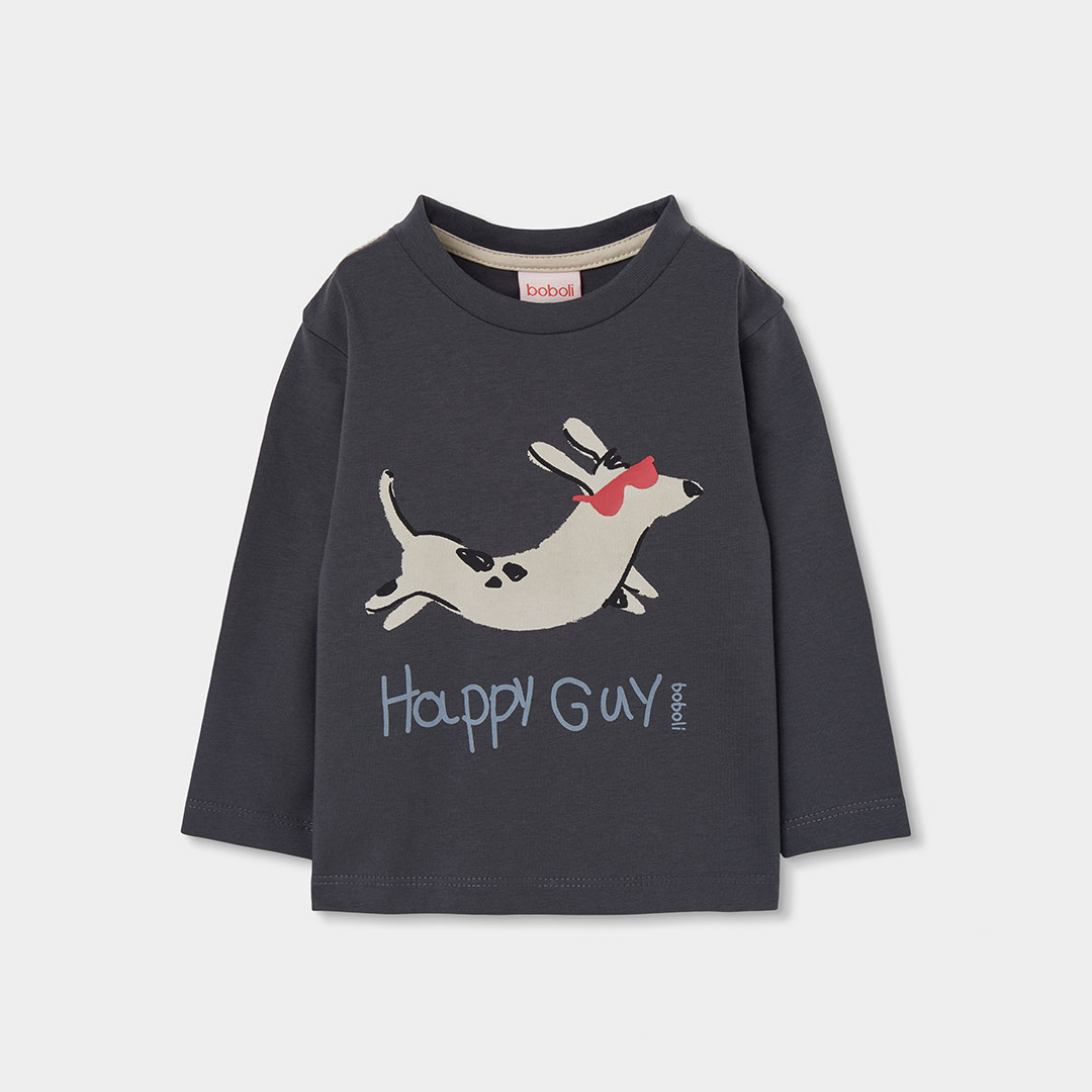 T-shirt garçon en maille imprimé lapin, BOBOLI