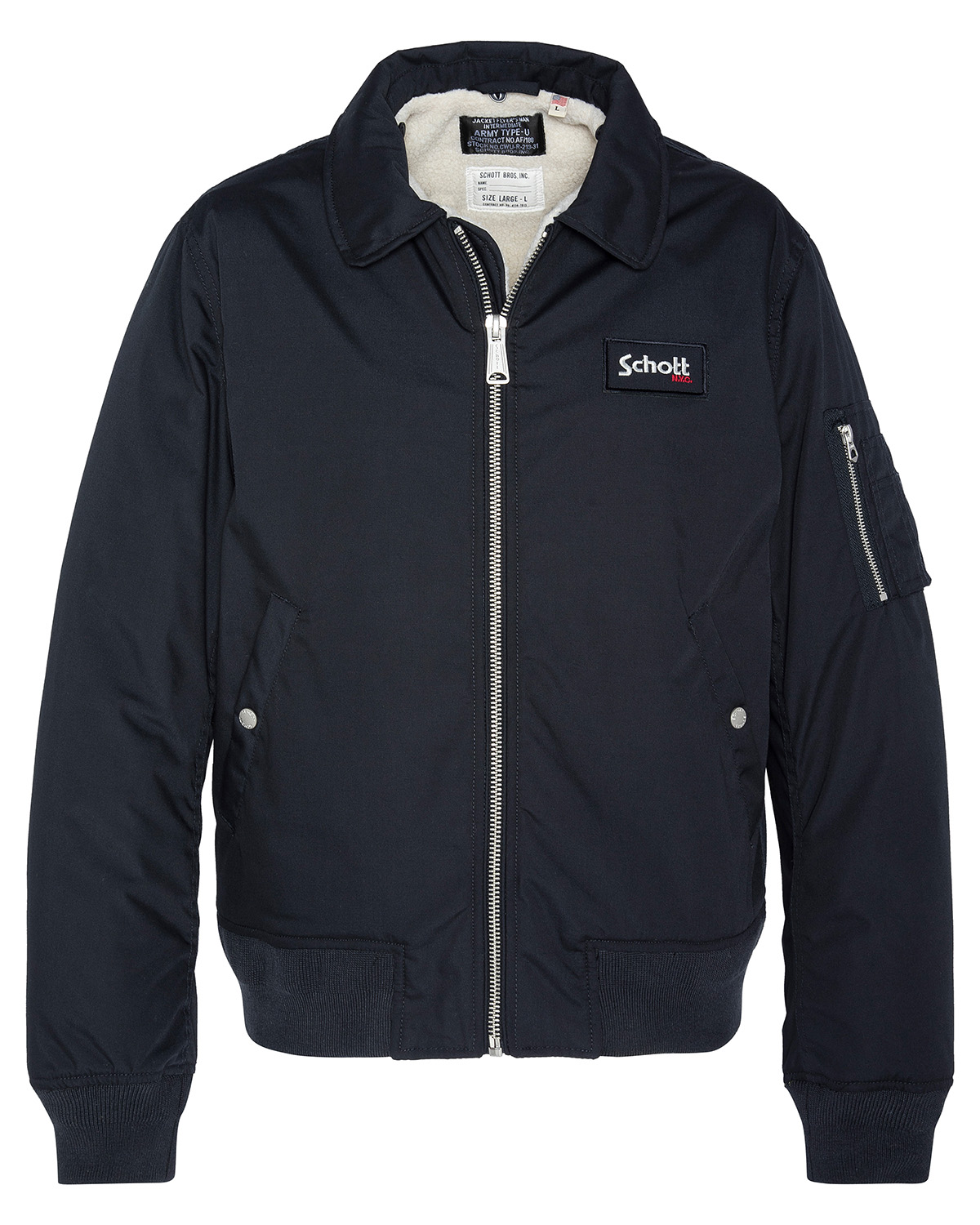 Blouson aviateur double sherpa b18 bleu marine Schott La Redoute