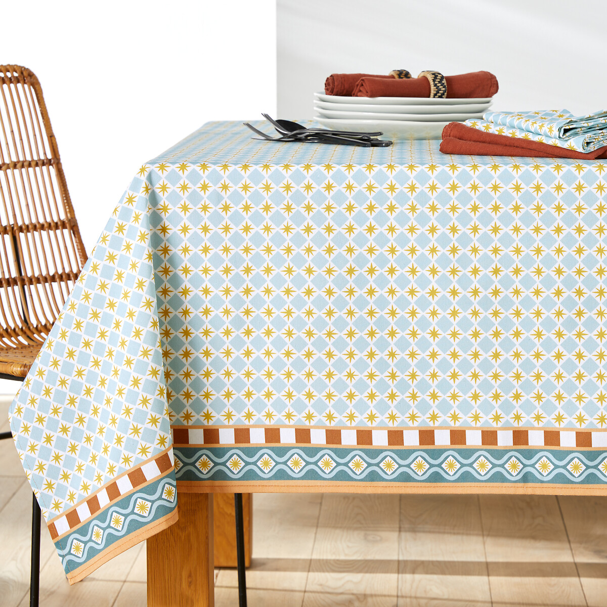Augusta Geometric Recycled Polycotton Tablecloth