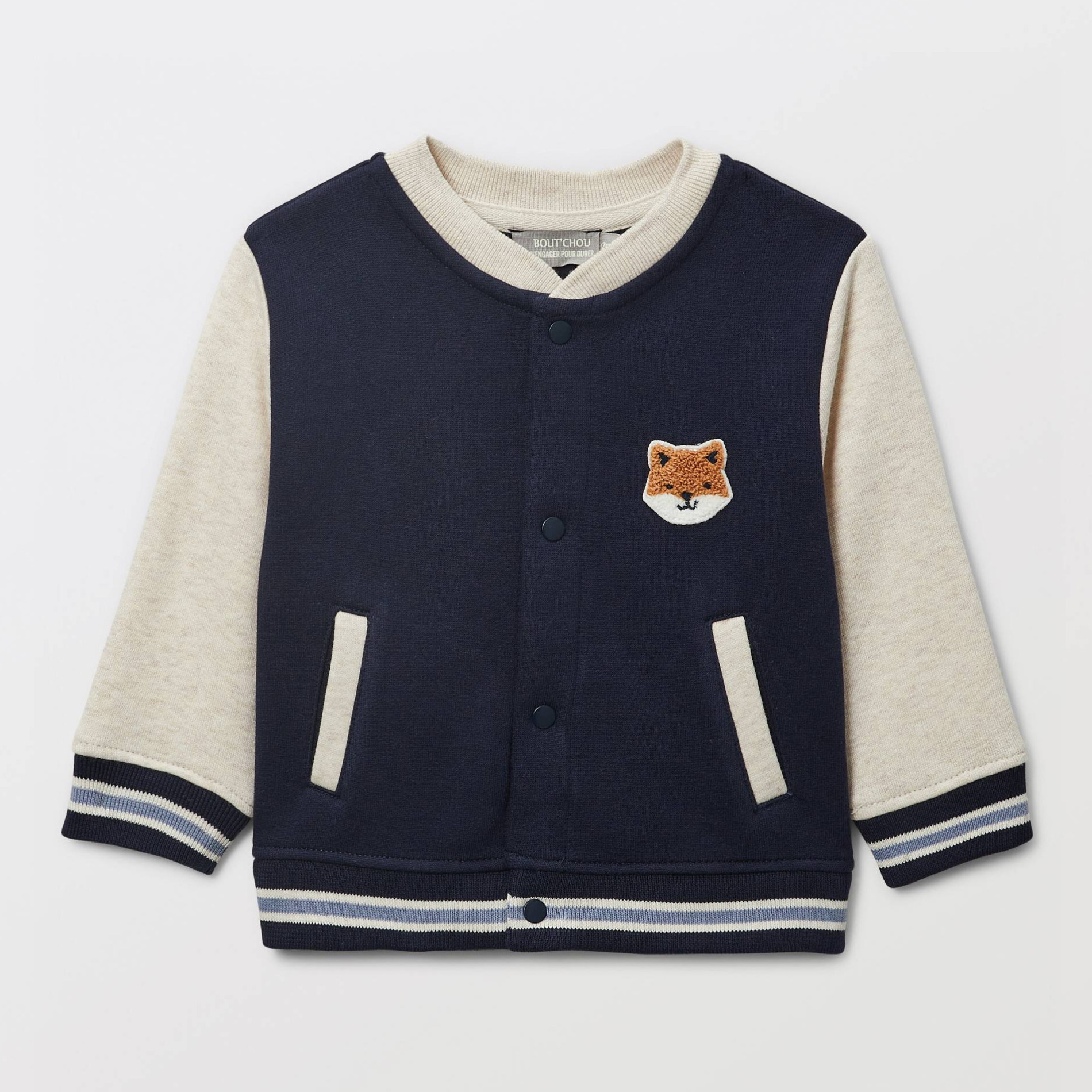 Gilet col teddy en molleton en coton BIO GOTS, BOUT'CHOU