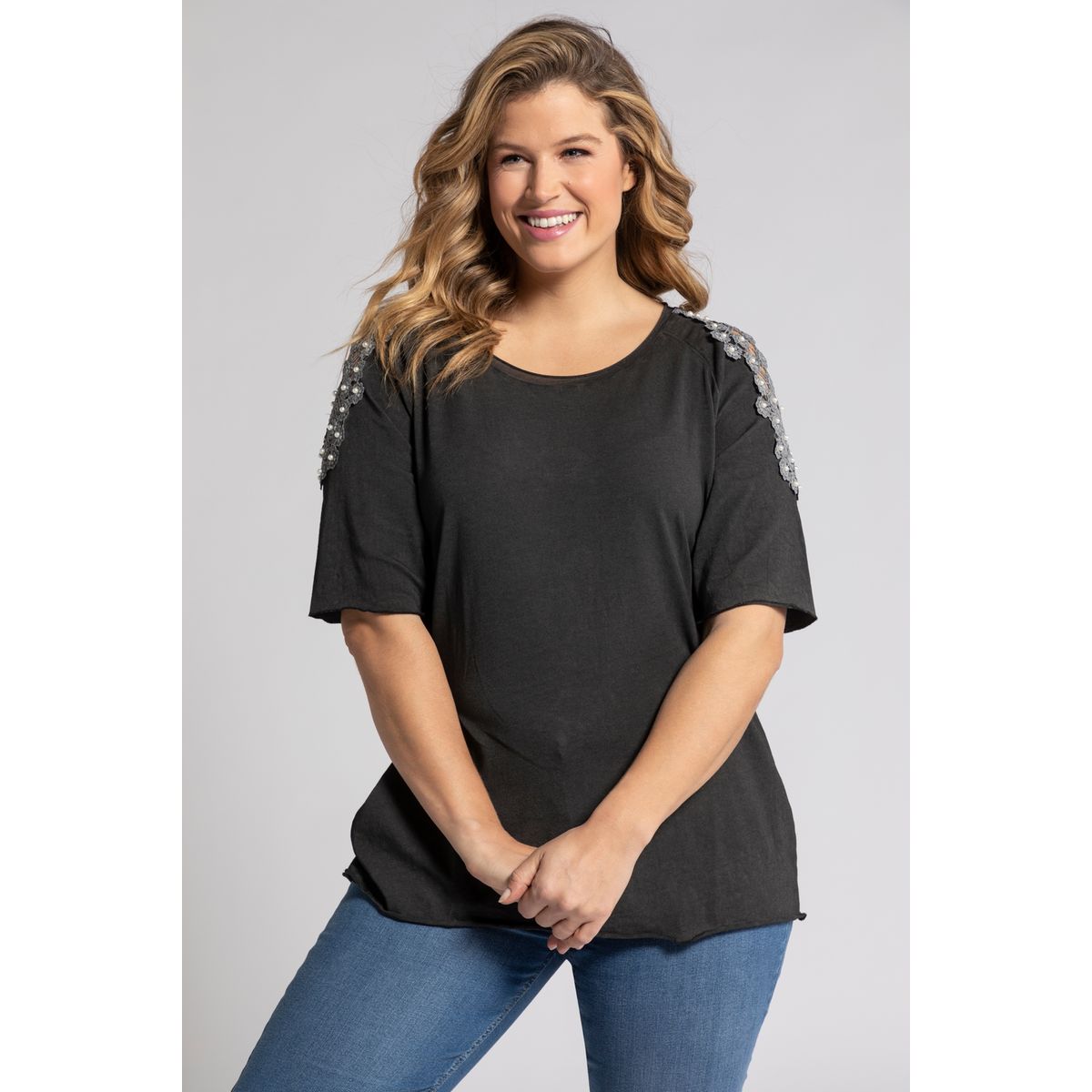Top Tricot Côtelé Noir Avec Dentelle La Perla - Taille 2 Occasion Très Bon état
