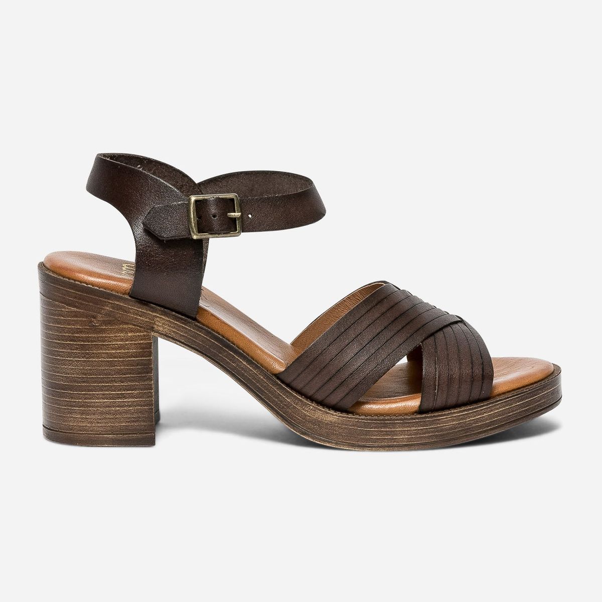 Sandales talon minorca marron Eram La Redoute