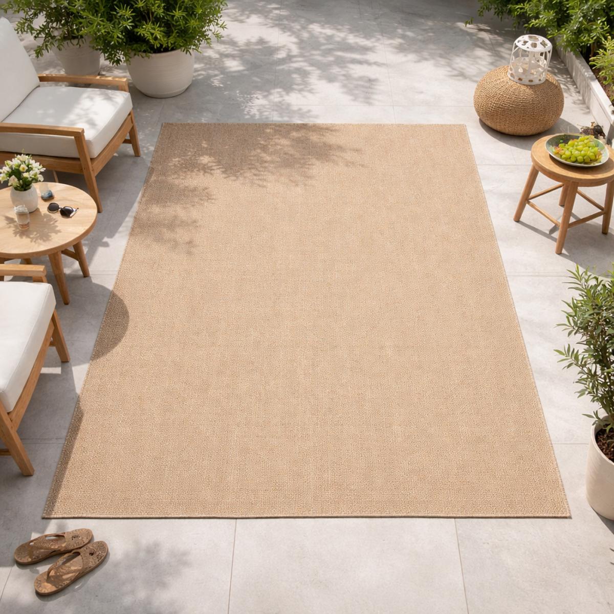 Tapis extérieur intérieur LYN13 REZA 3 aspect jute motif uni, UN AMOUR DE TAPIS