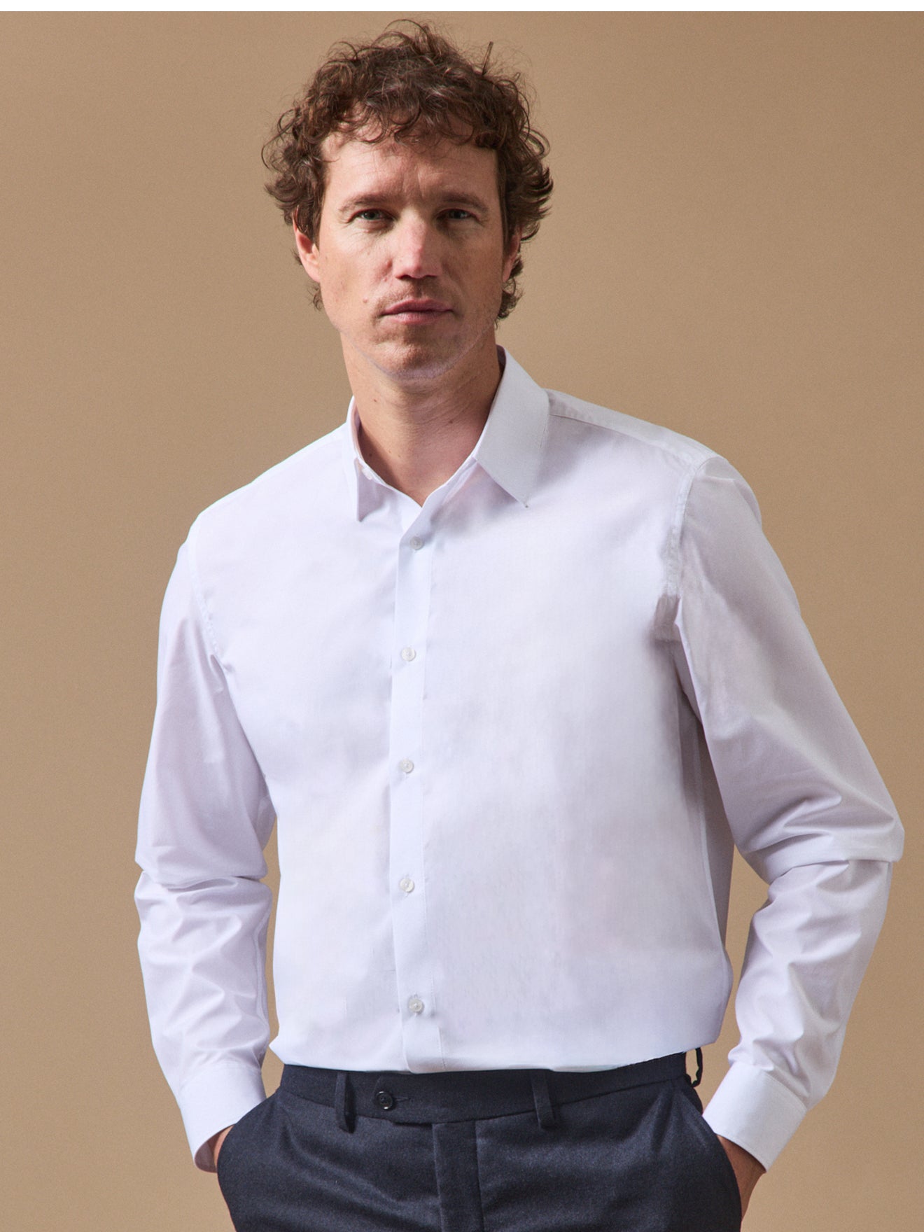 Chemise popeline unie  coupe contemporaine, CYRILLUS