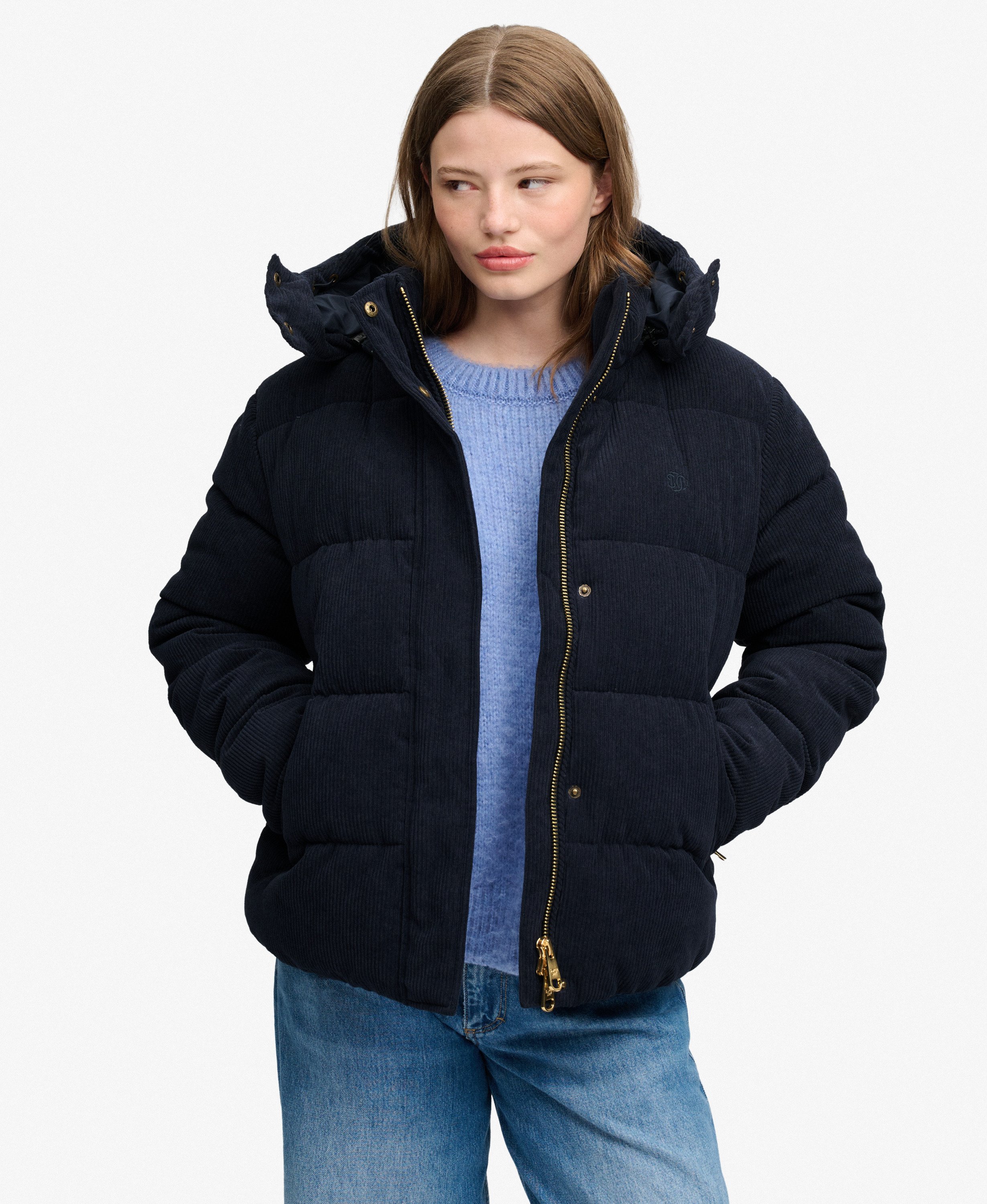 Doudoune à Capuche en Velours Premium, SUPERDRY