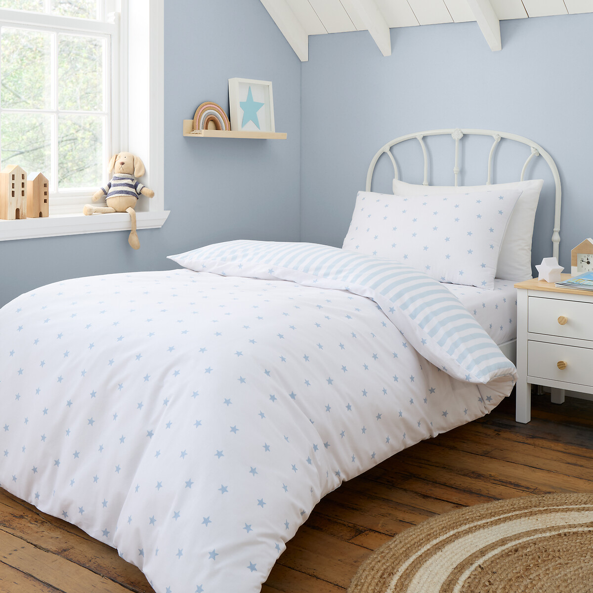 Mini Star & Stripes Reversible Cotton Duvet Cover and Pillowcase Set, BIANCA FINE LINENS