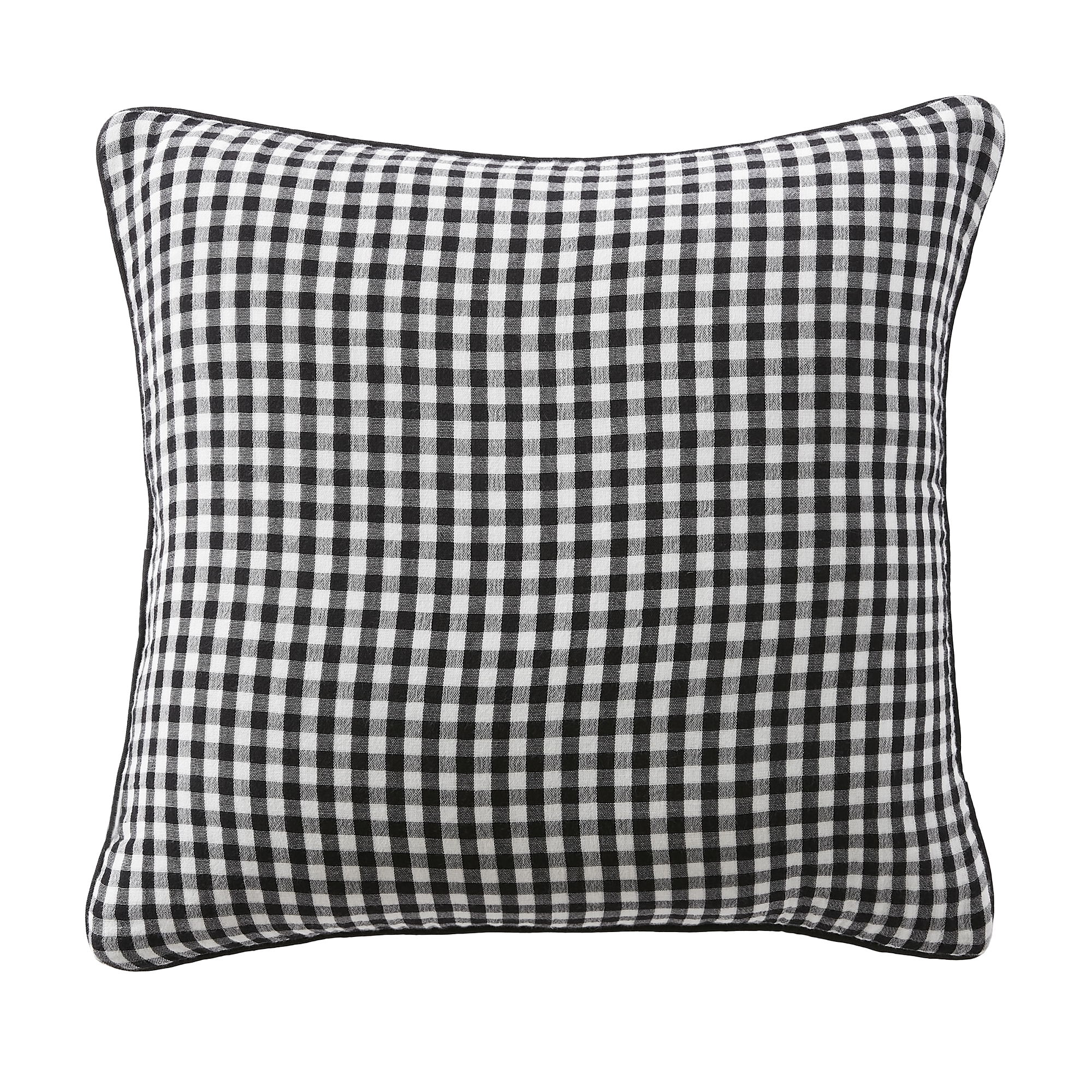 Coussin avec passepoil 45x45 cm Gaze de Coton Quadri truffe, EDEN