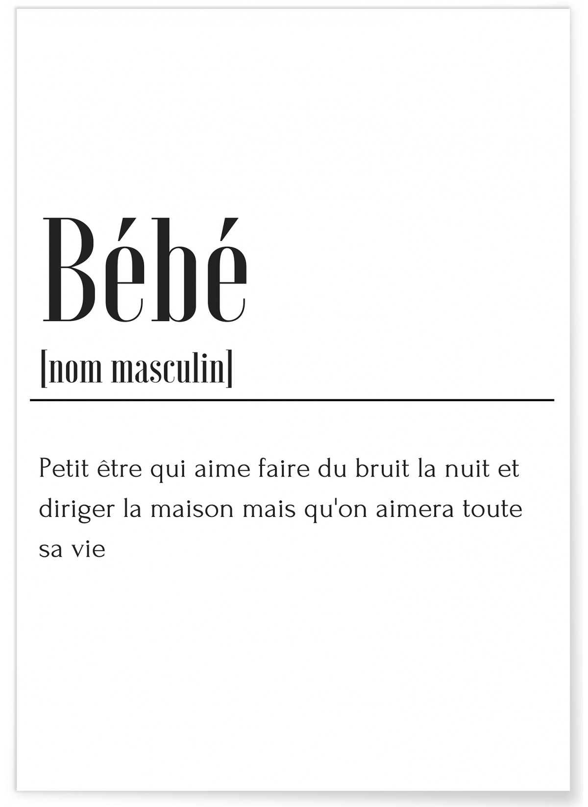 Affiche Définition Bébé, L'AFFICHERIE