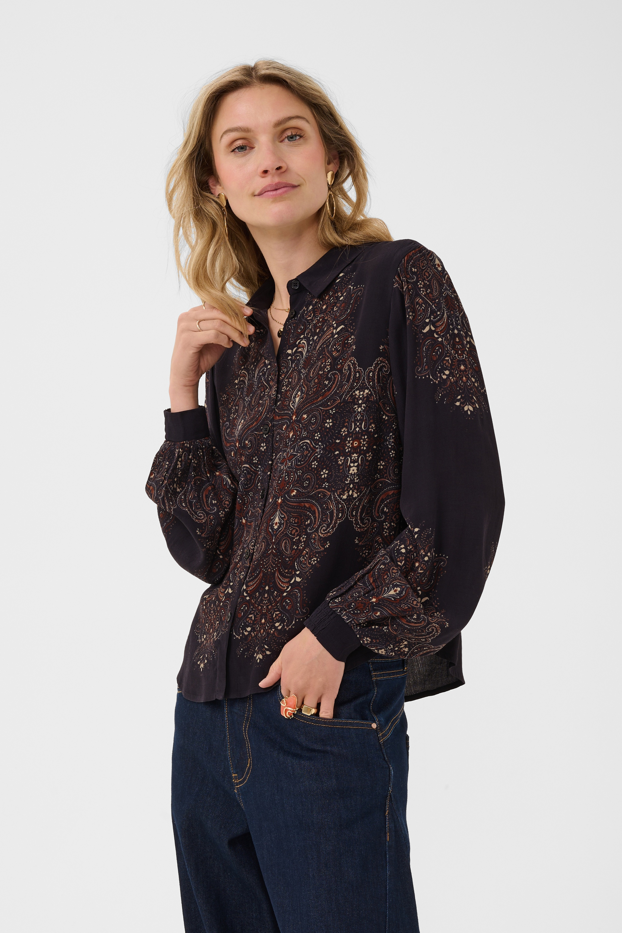 Blouse à manches longues, CREAM