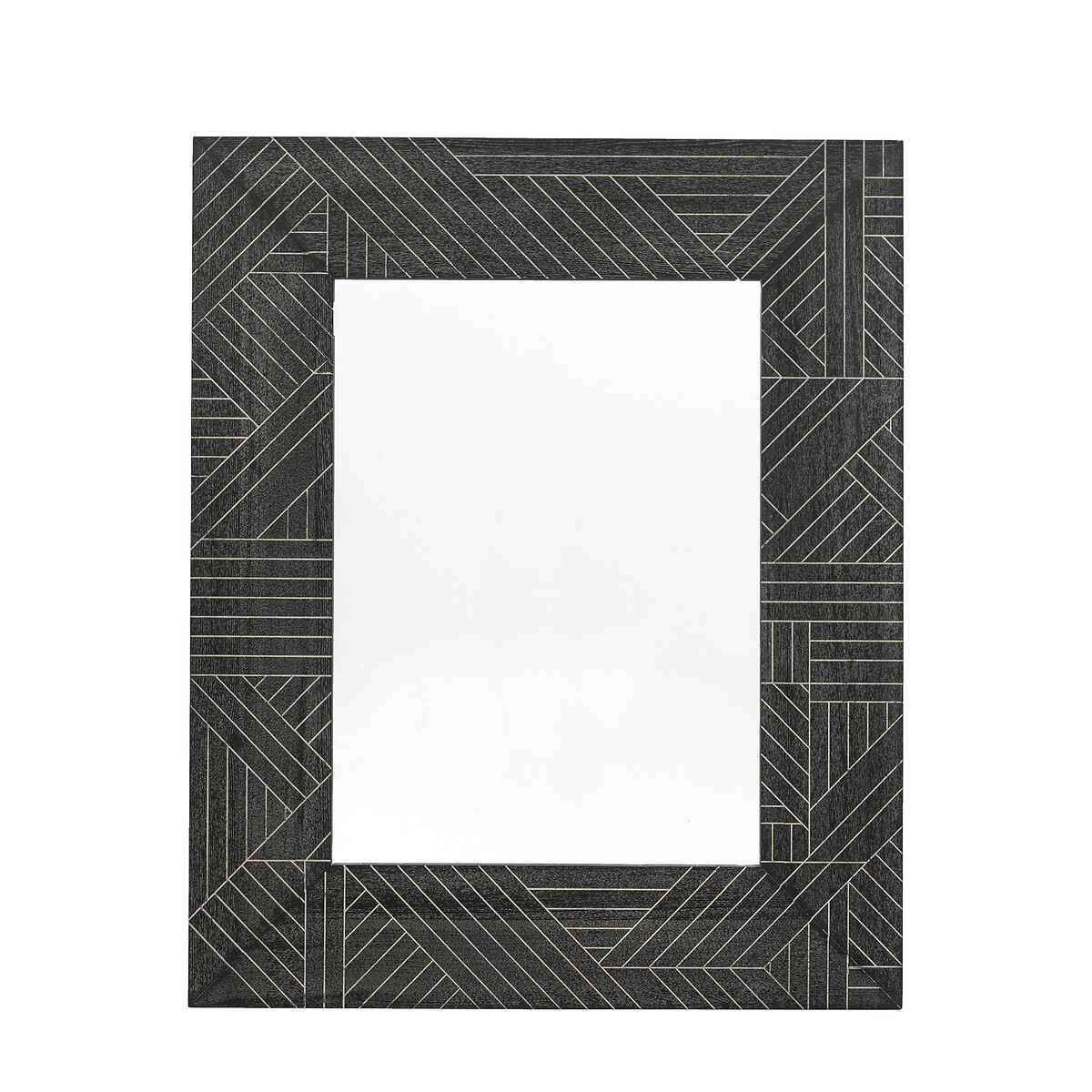 110 x 90cm Black Wood Rectangle Mirror, ÉDITÉ