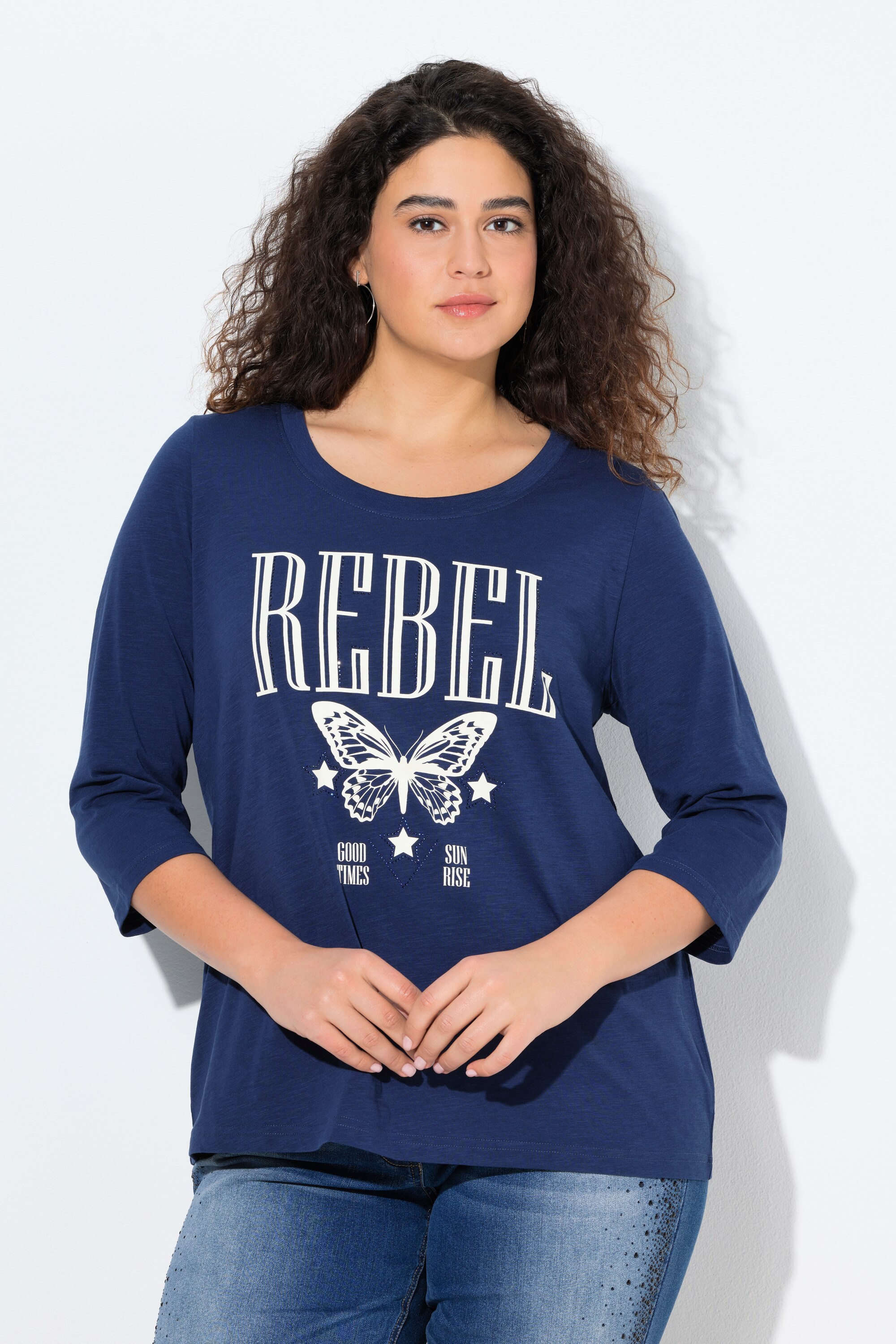 T-shirt à col rond et manches 3/4, ULLA POPKEN